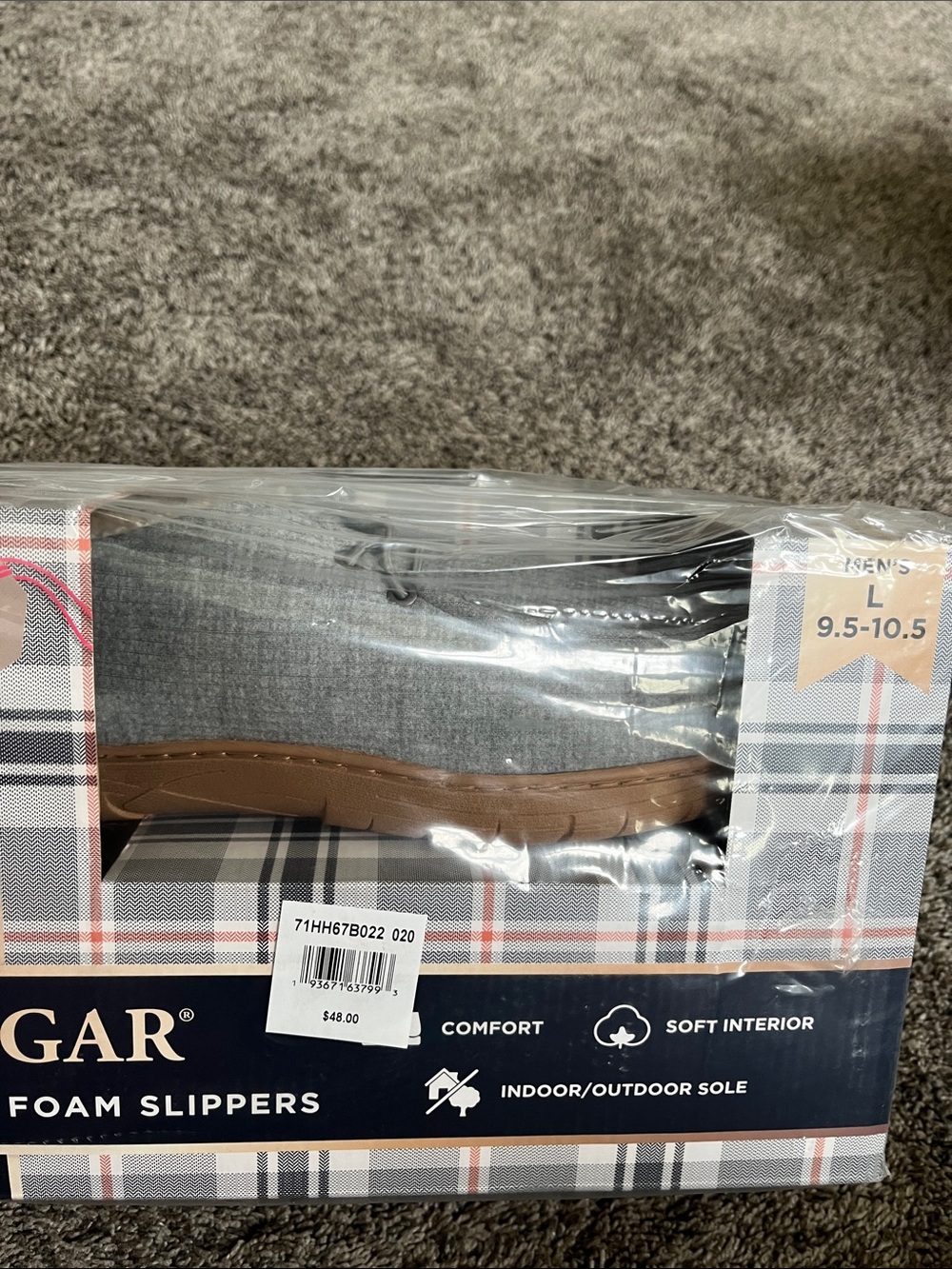 Haggar memory foam slippers! Men. Large. 9.5 to 10.5. New in box. Gray. Comfy